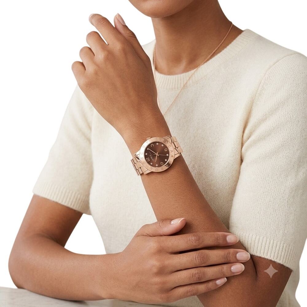 Marc by Marc Jacobs Rose Gold Tone Crystal Dial Bracelet Analog Watch Women's